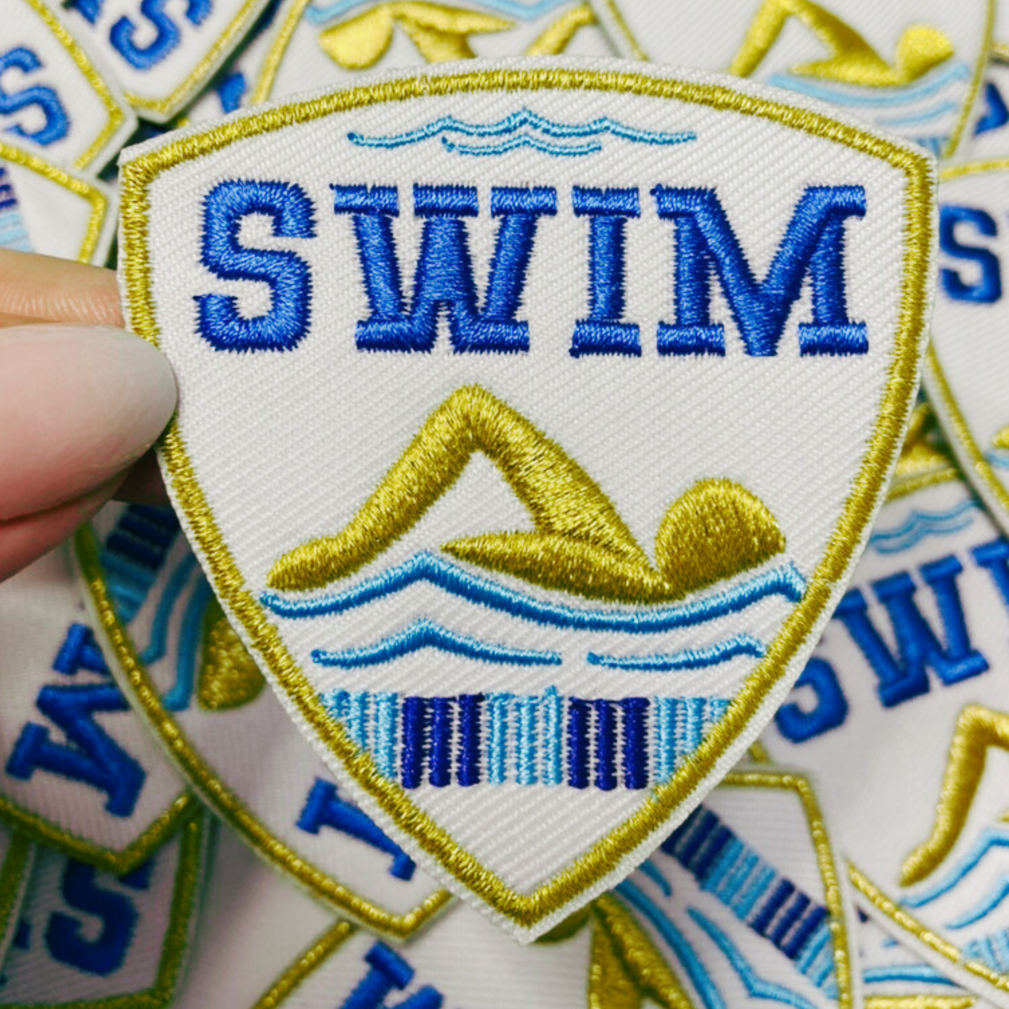 3" SWIM  -  Embroidered Hat Patch: QTY 1