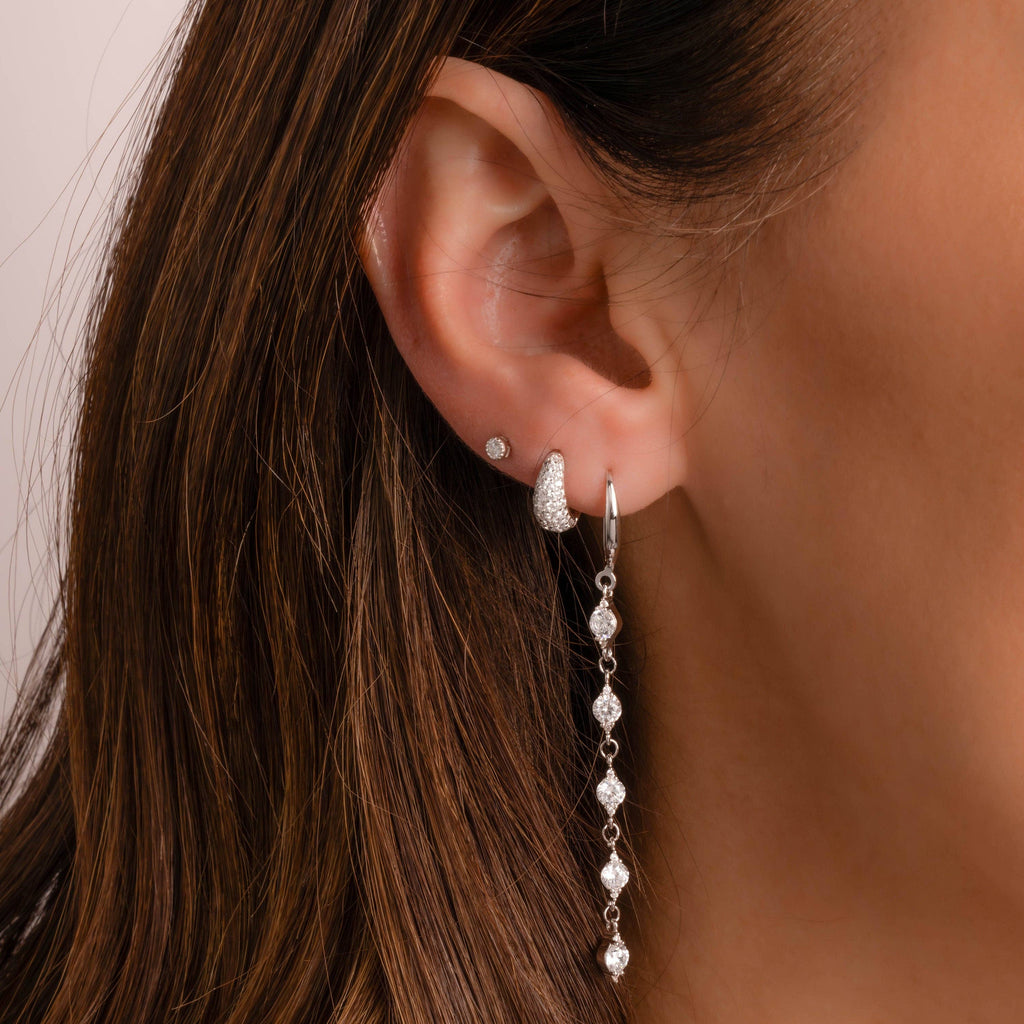 CZ Drop Earrings: Silver