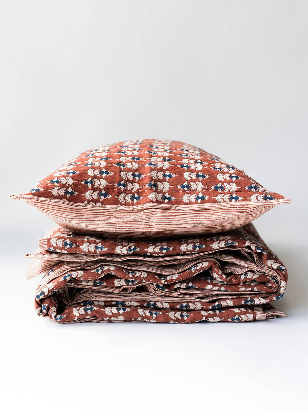 Blossom Block Print Quilt: ORANGE / KING/CAL KING