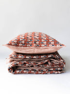 Blossom Block Print Quilt: ORANGE / KING/CAL KING