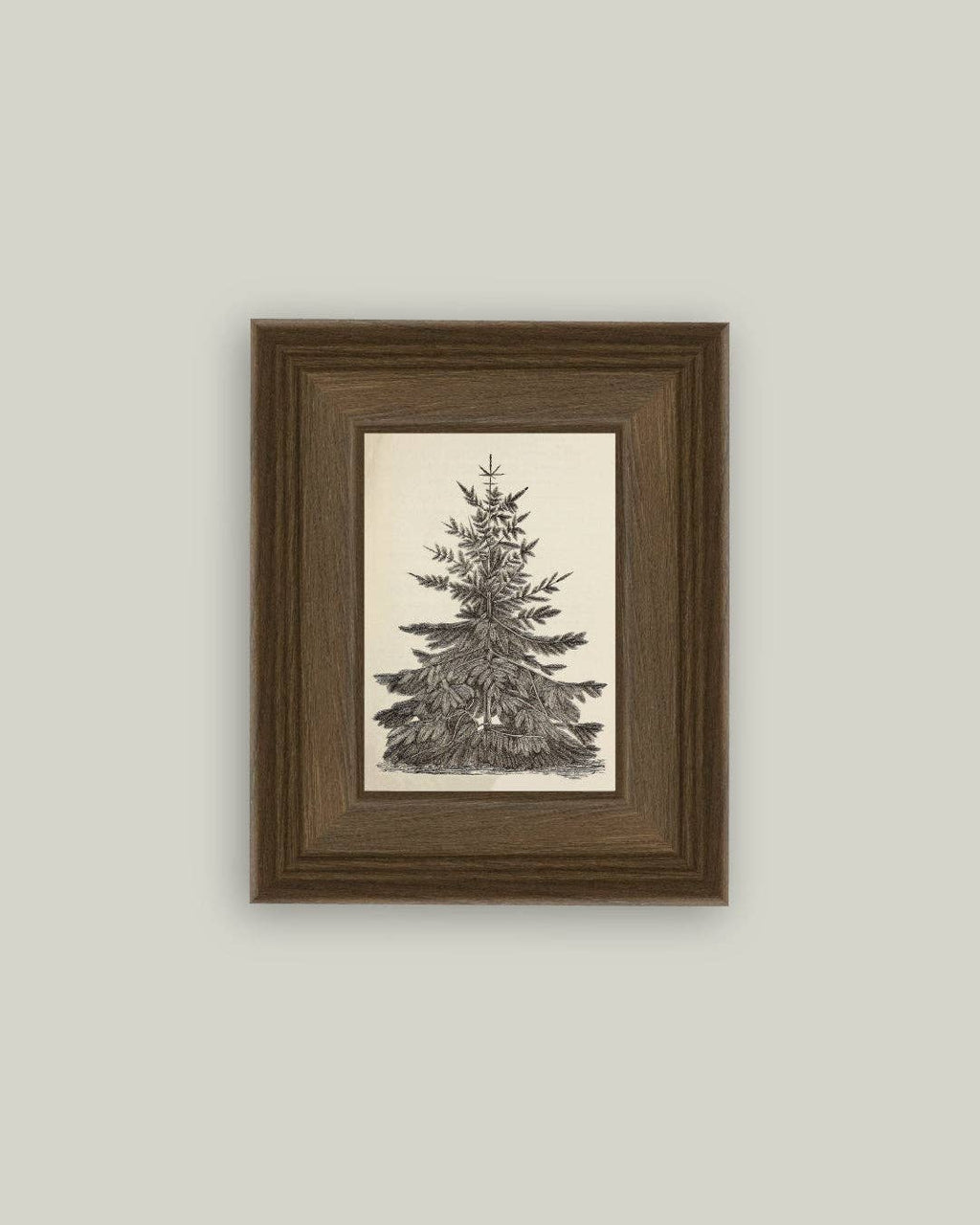 Vintage Pine Tree Framed Antique Art: 5x7