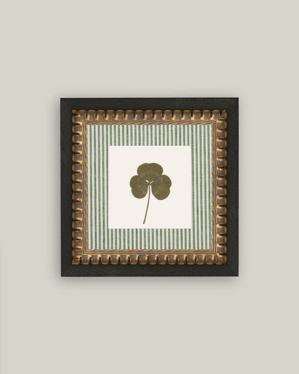 Clover on Stripes Framed Antique Art: 6x6