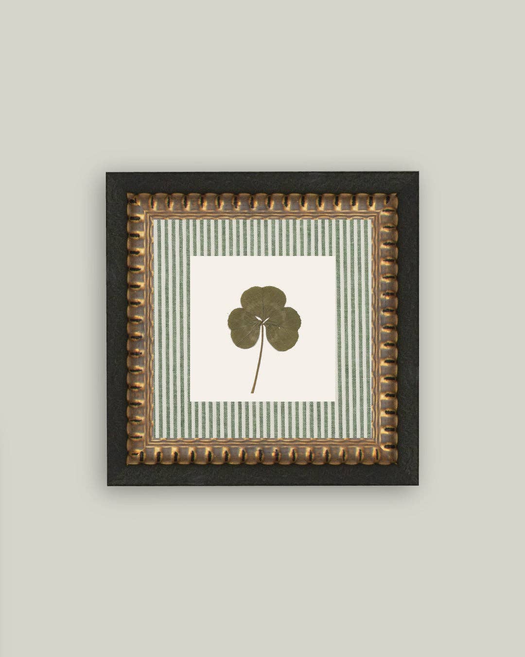 Clover on Stripes Framed Antique Art: 6x6