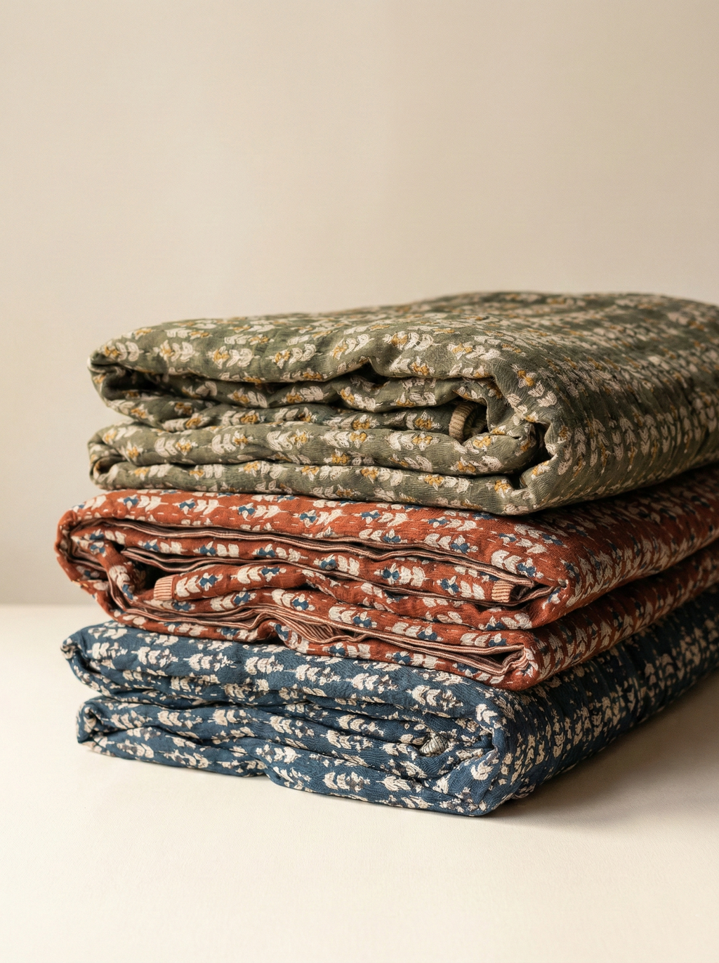 Blossom Block Print Quilt: ORANGE / KING/CAL KING
