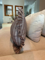 Oatmeal Striped-Ruffle Lumbar Pillow Cover: 14x35 Cover Only