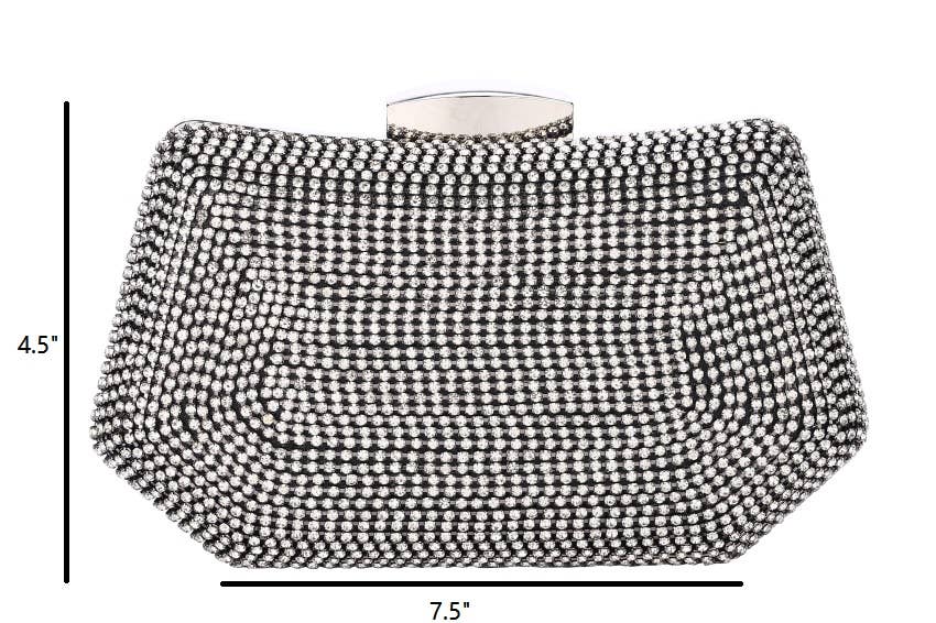 Ladies Rhinestone Crystal Clutch Evening Bag: Silver