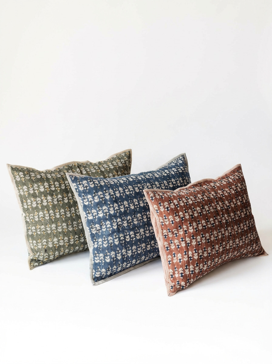 Blossom Block Print Sham: ORANGE / KING