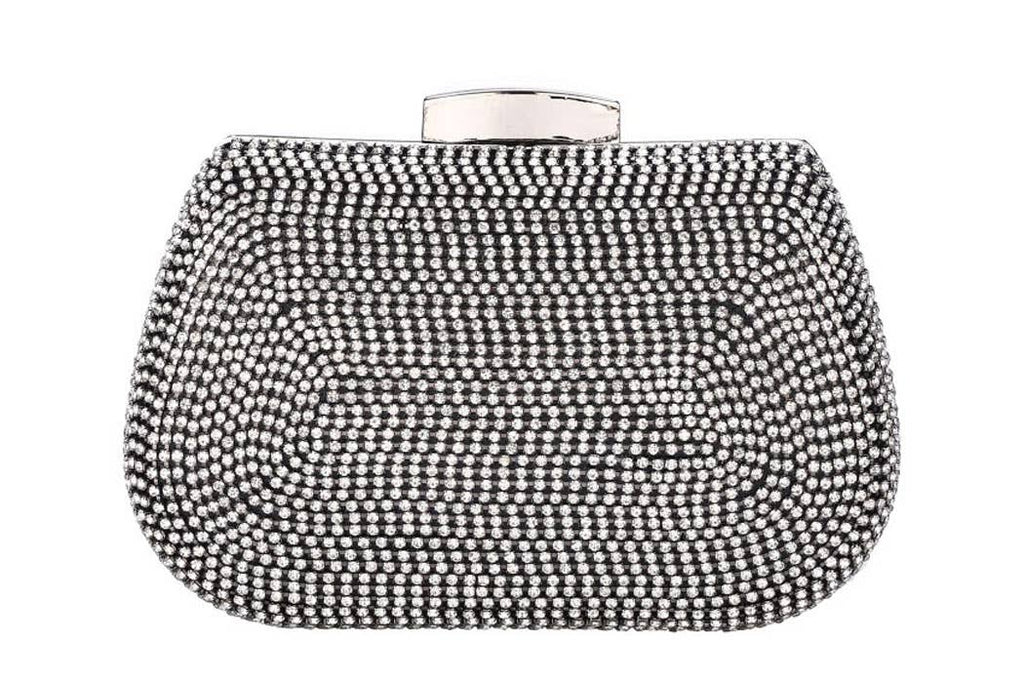 Rhinestone Crystal Clutch - Shimmering Rhinestones: Silver