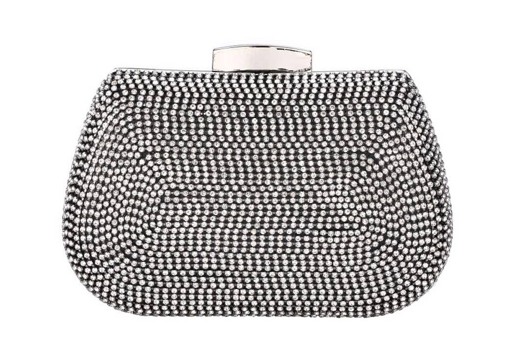 Rhinestone Crystal Clutch - Shimmering Rhinestones: Silver