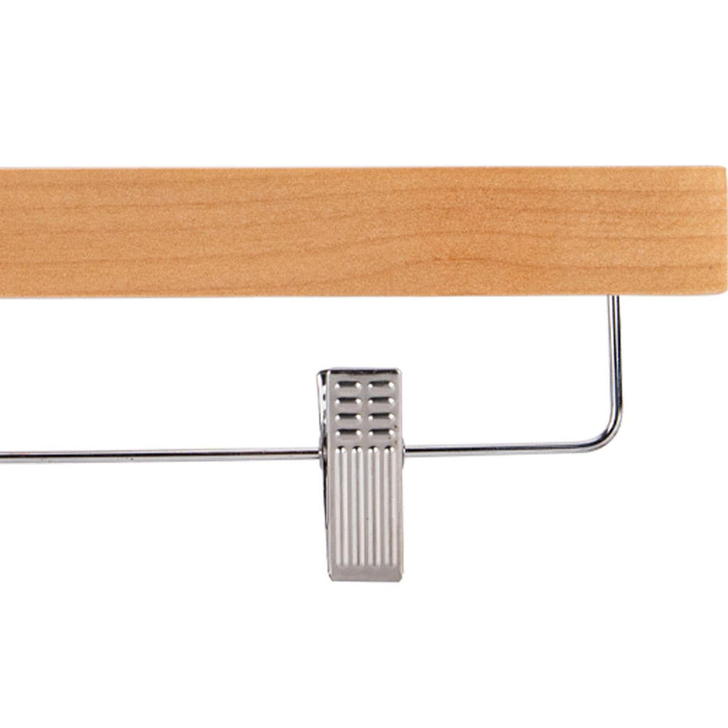 14" Natural Wood Skirt And Pants Hangers - Case of 50