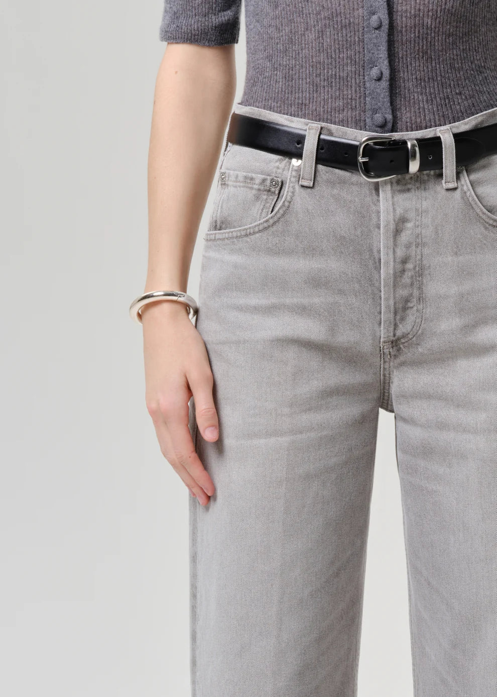 Ayla Baggy Jeans in Quartz Grey