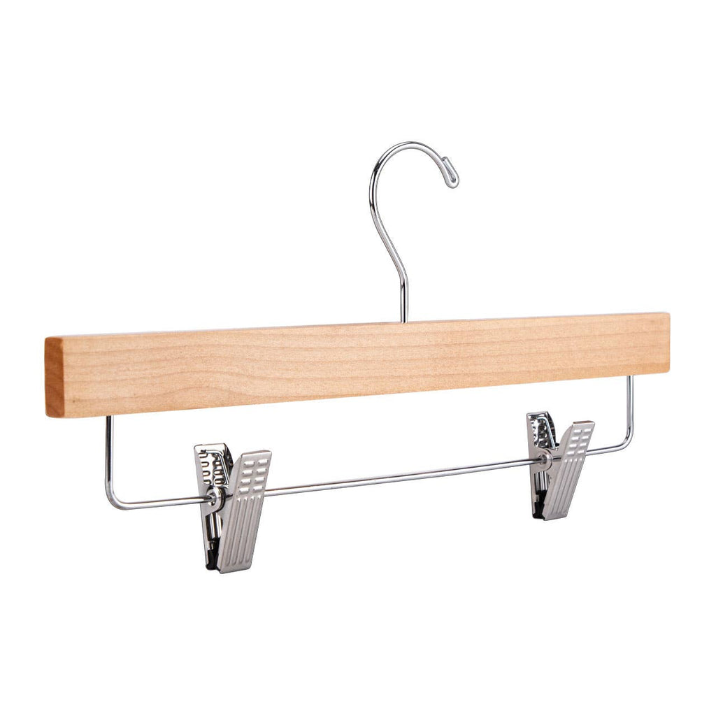 14" Natural Wood Skirt And Pants Hangers - Case of 50