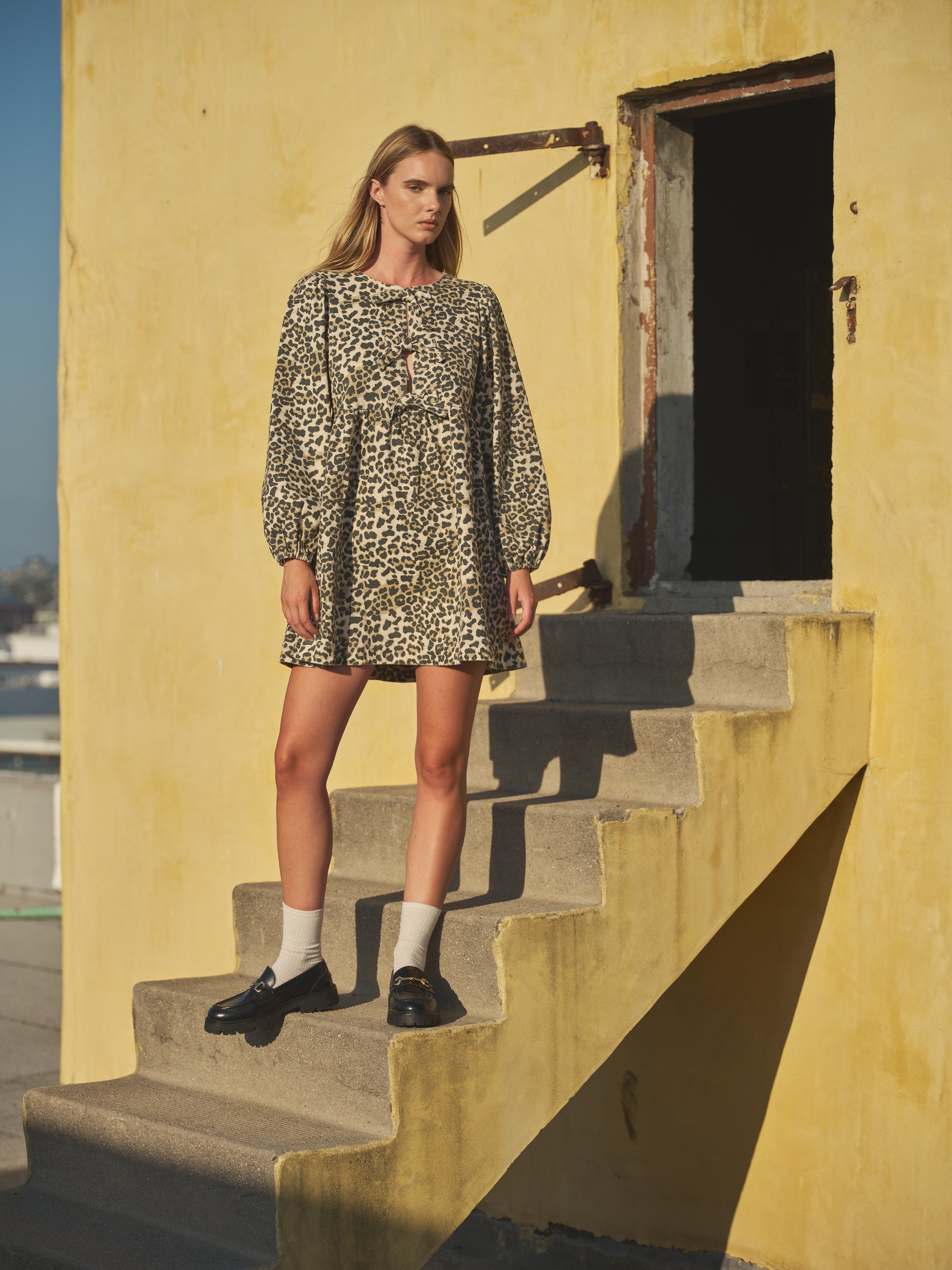 Leopard Print Babydoll Dress