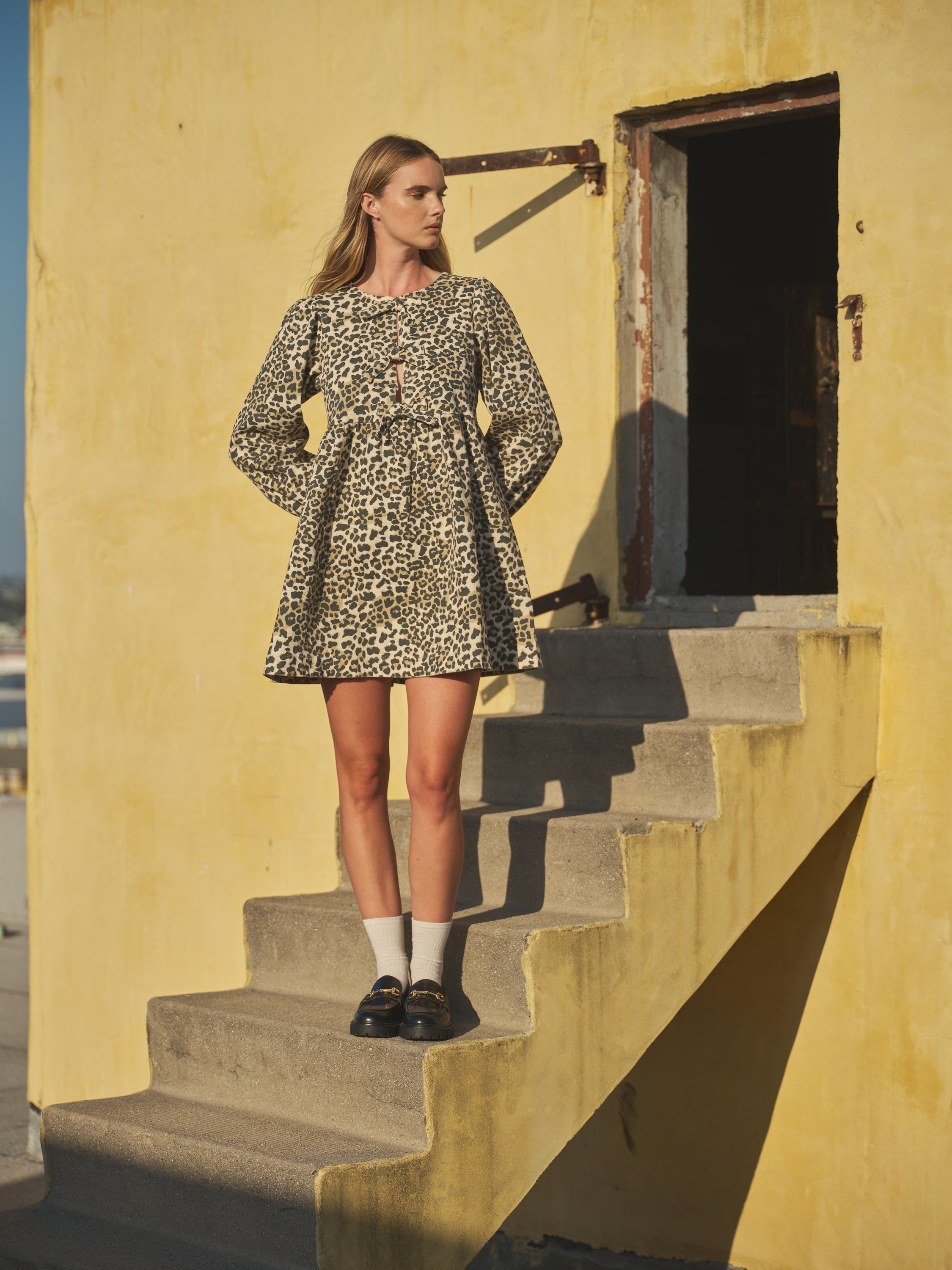 Leopard Print Babydoll Dress