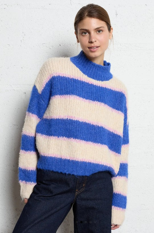 Ladies Pullover Striped Knitted Sweater