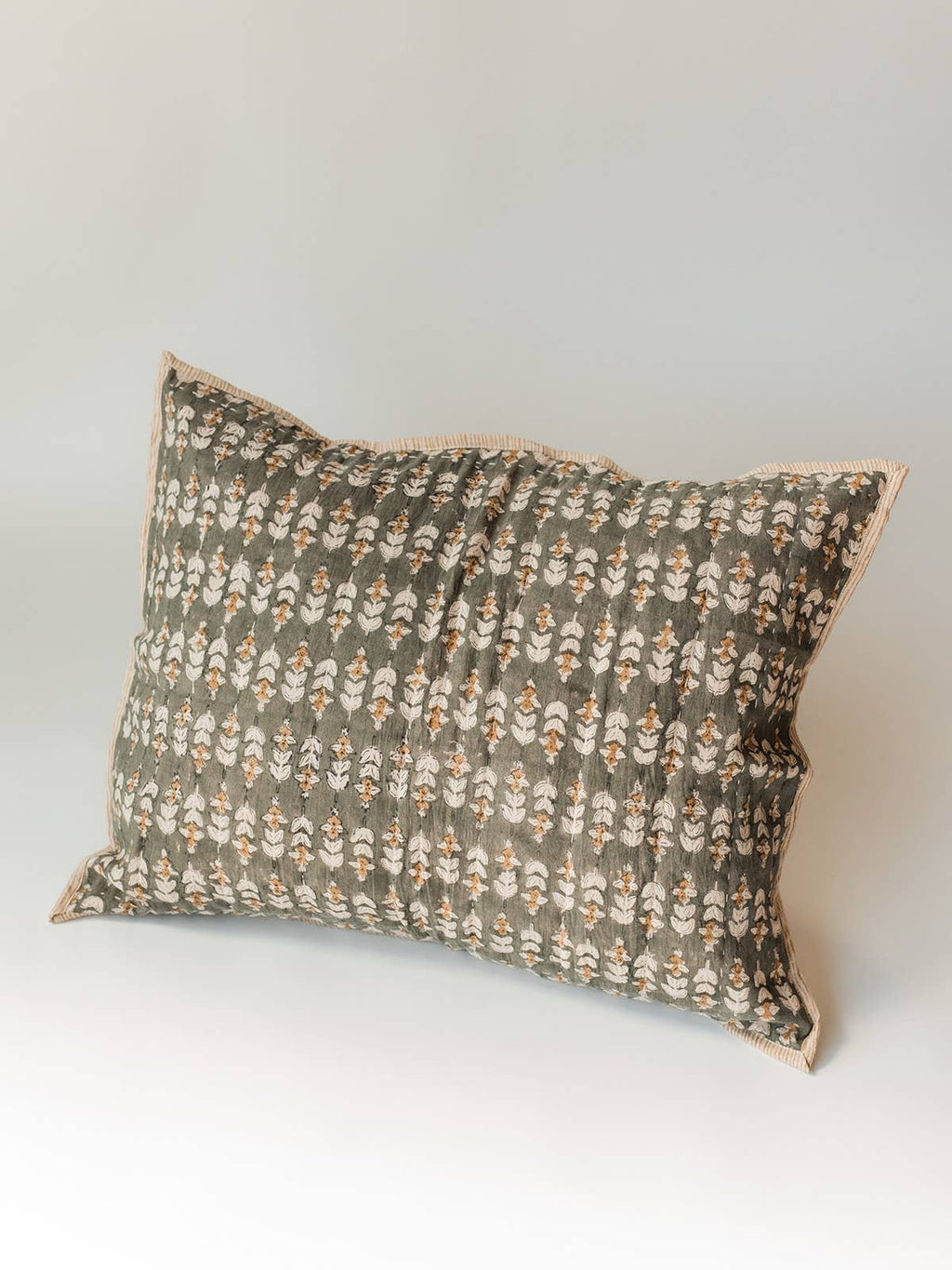 Blossom Block Print Sham: ORANGE / KING