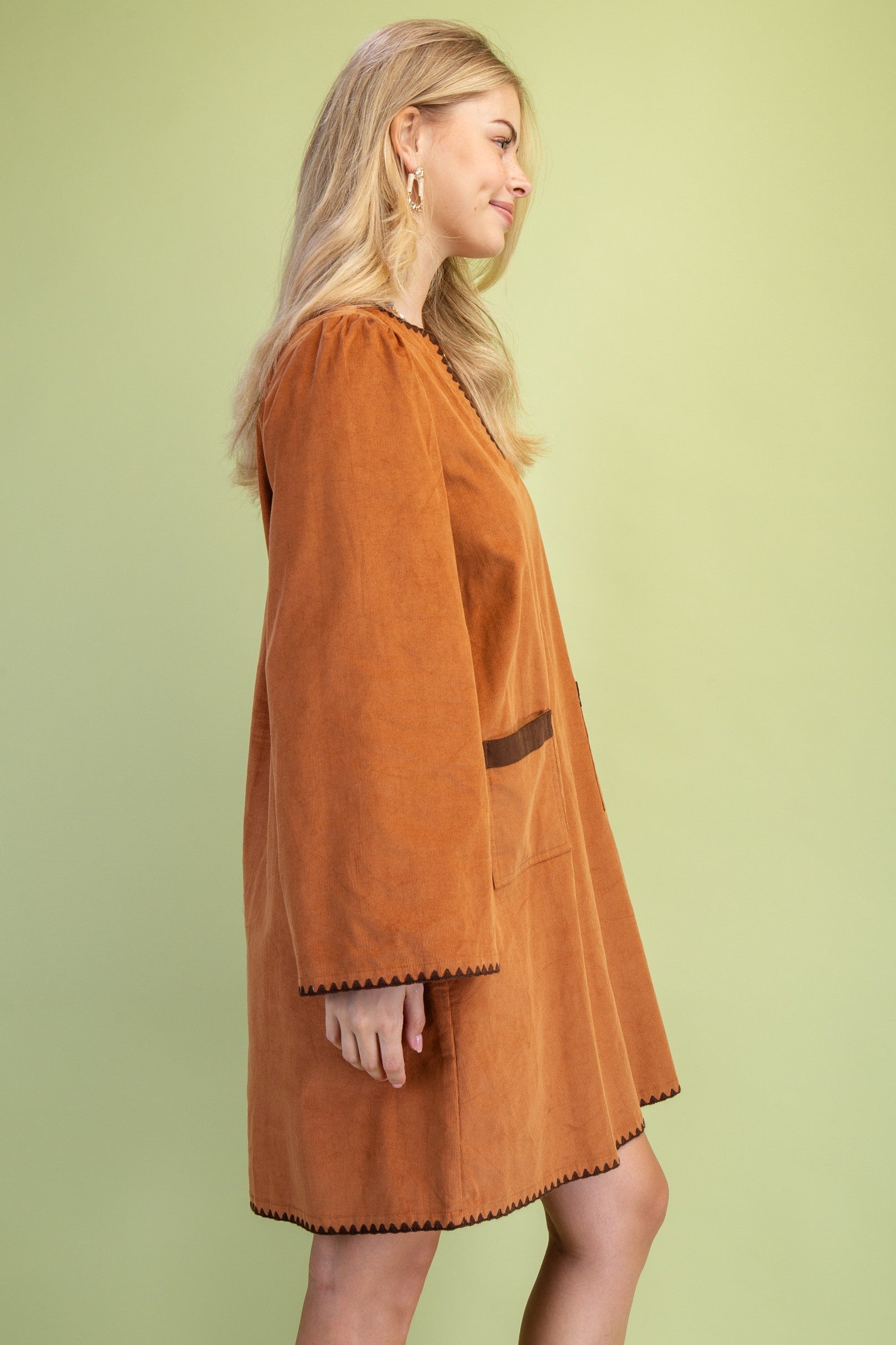 Corduroy U-neck Dress