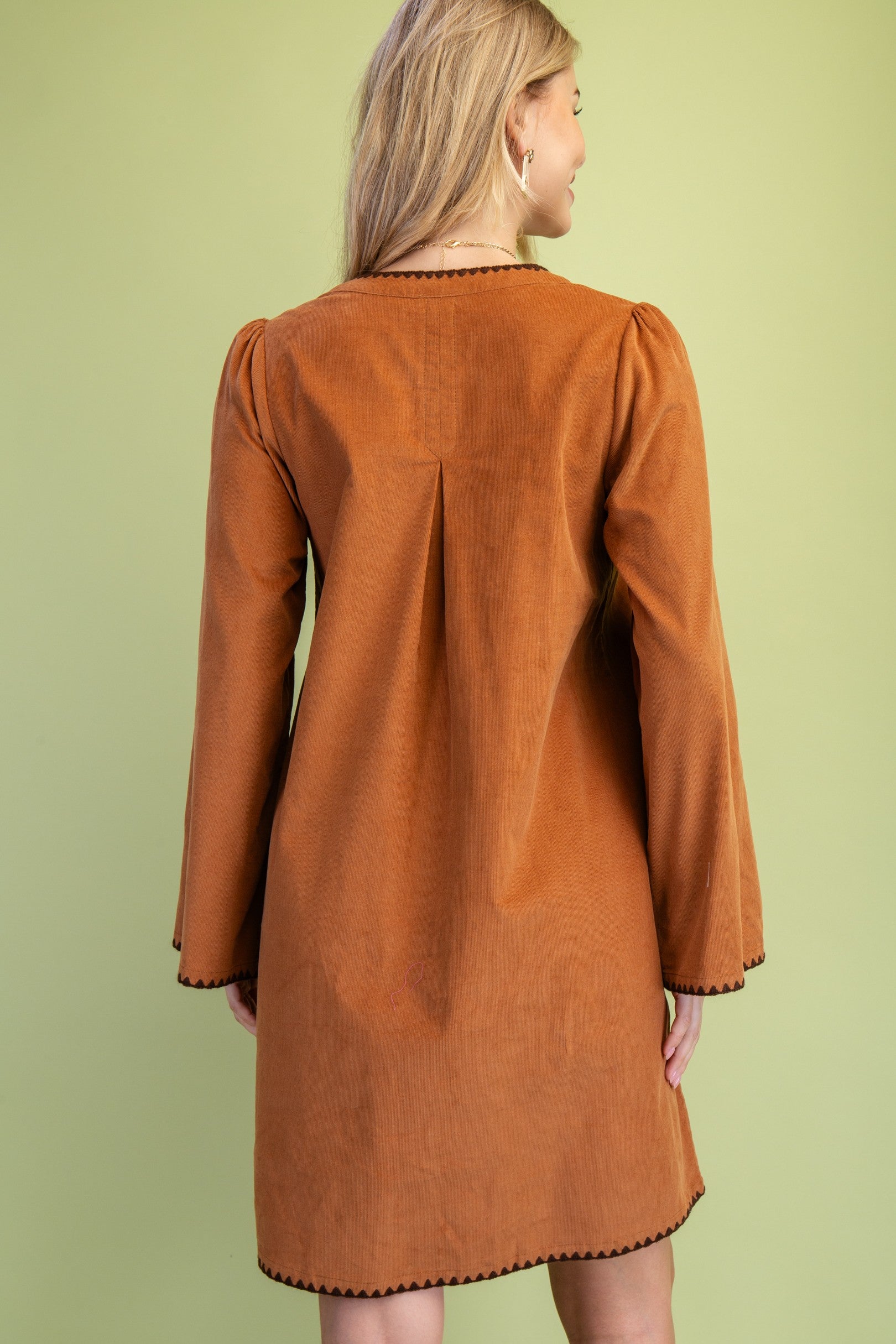 Corduroy U-neck Dress