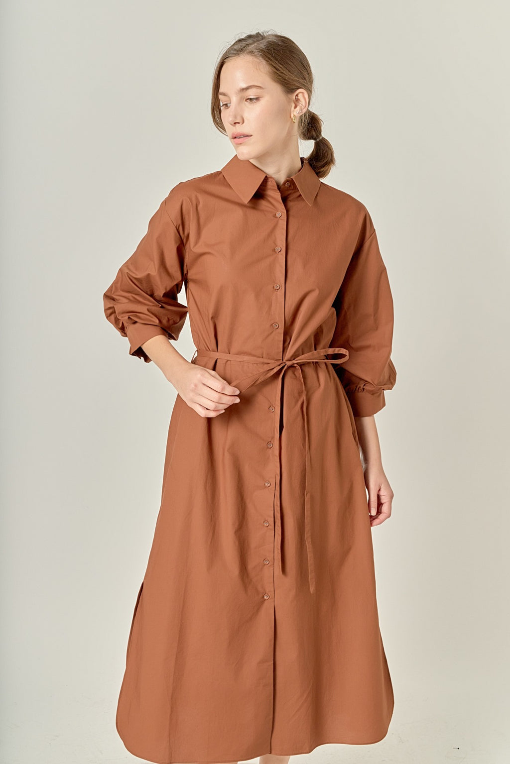 Flared Shirt Midi Dress