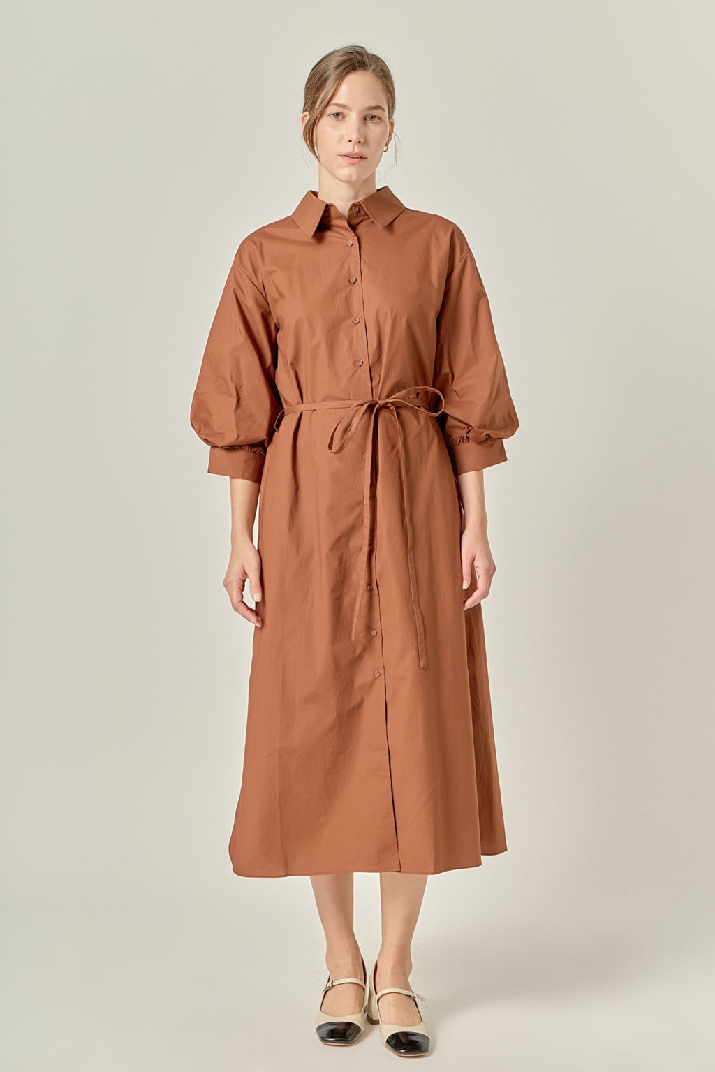 Flared Shirt Midi Dress