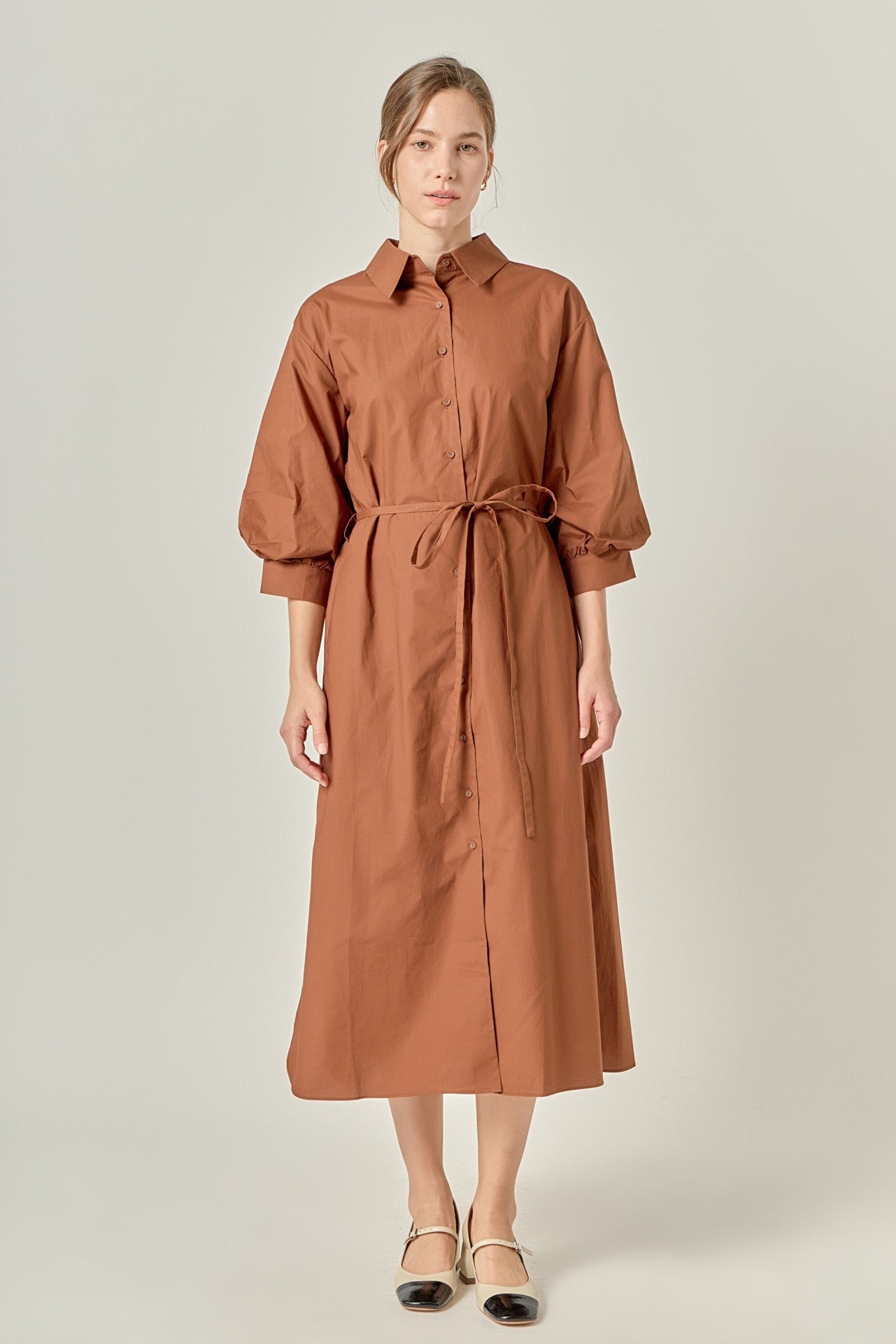Flared Shirt Midi Dress