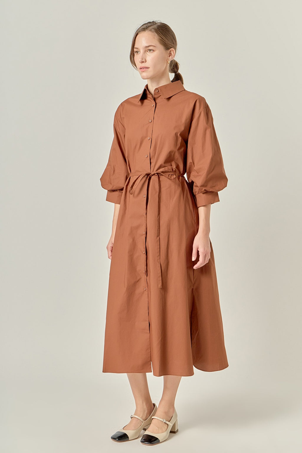 Flared Shirt Midi Dress