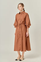 Flared Shirt Midi Dress