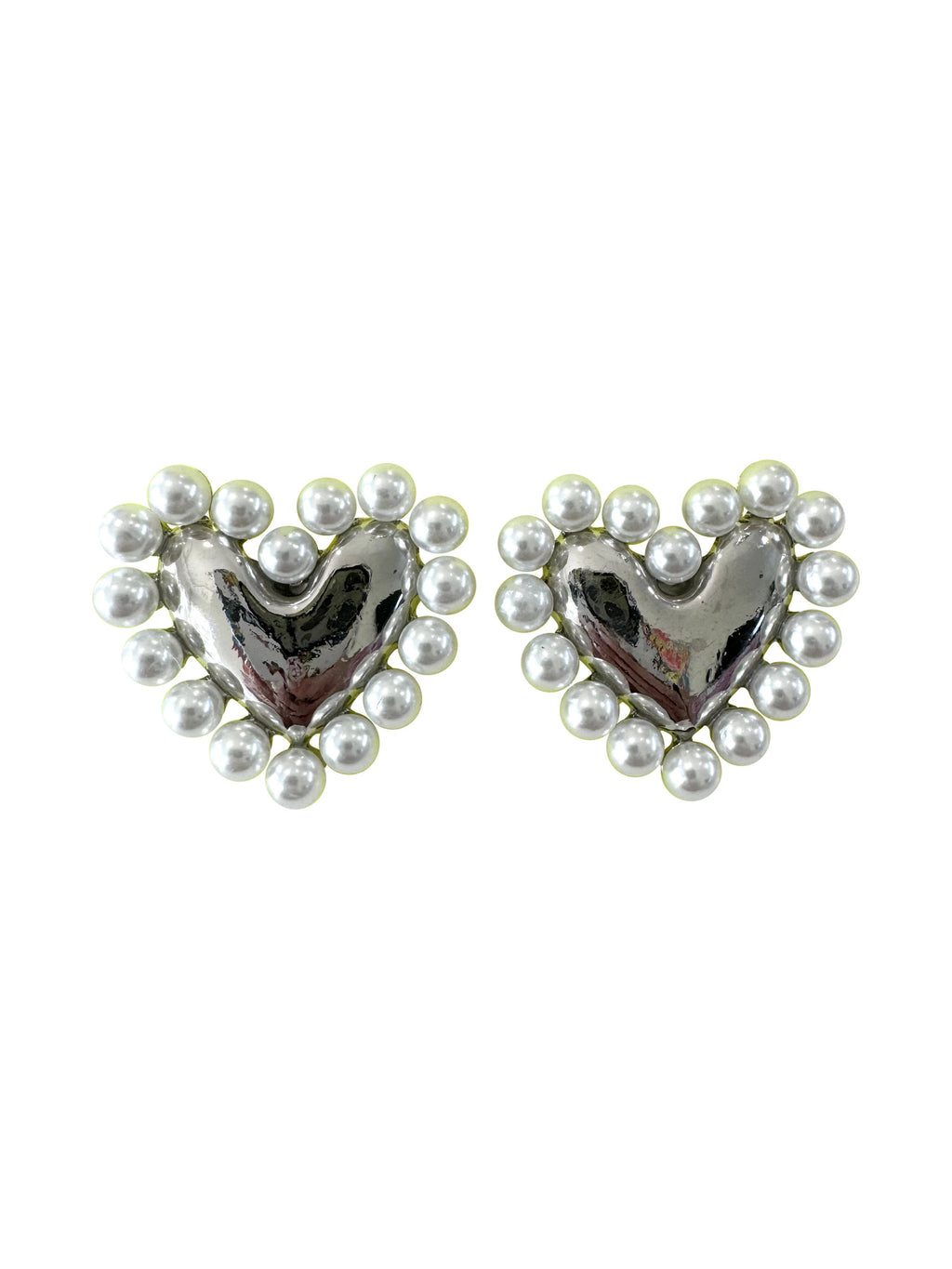 Hathaway Heart Stud with Pearl Detail Earrings: Gold