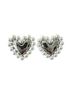 Hathaway Heart Stud with Pearl Detail Earrings: Gold