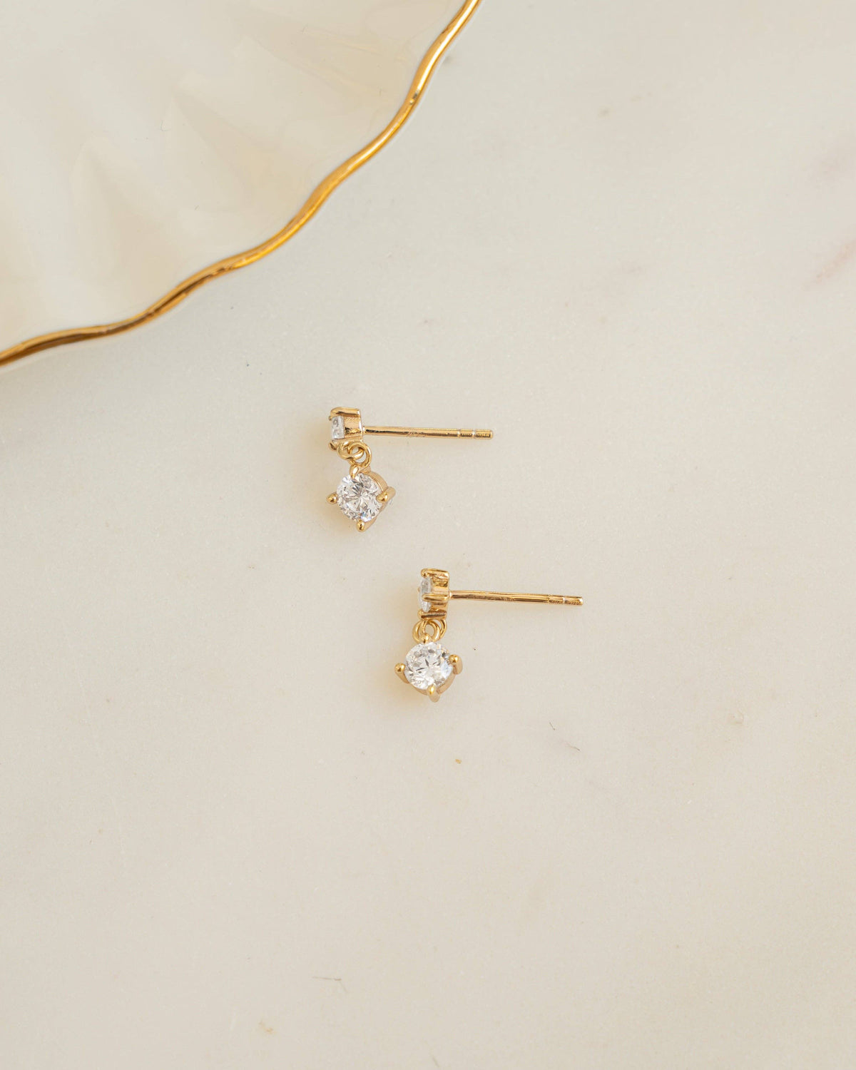 CZ Charm Studs: Silver