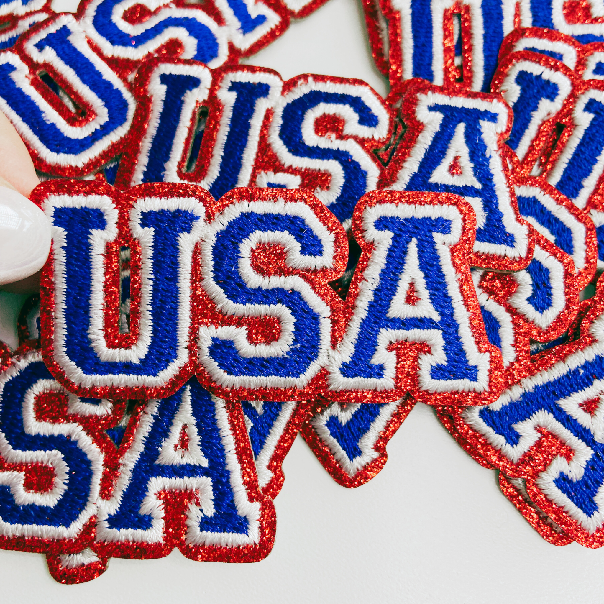 2.5" Glitter USA Hat Patch   -  Embroidered hat Patch: Qty 1