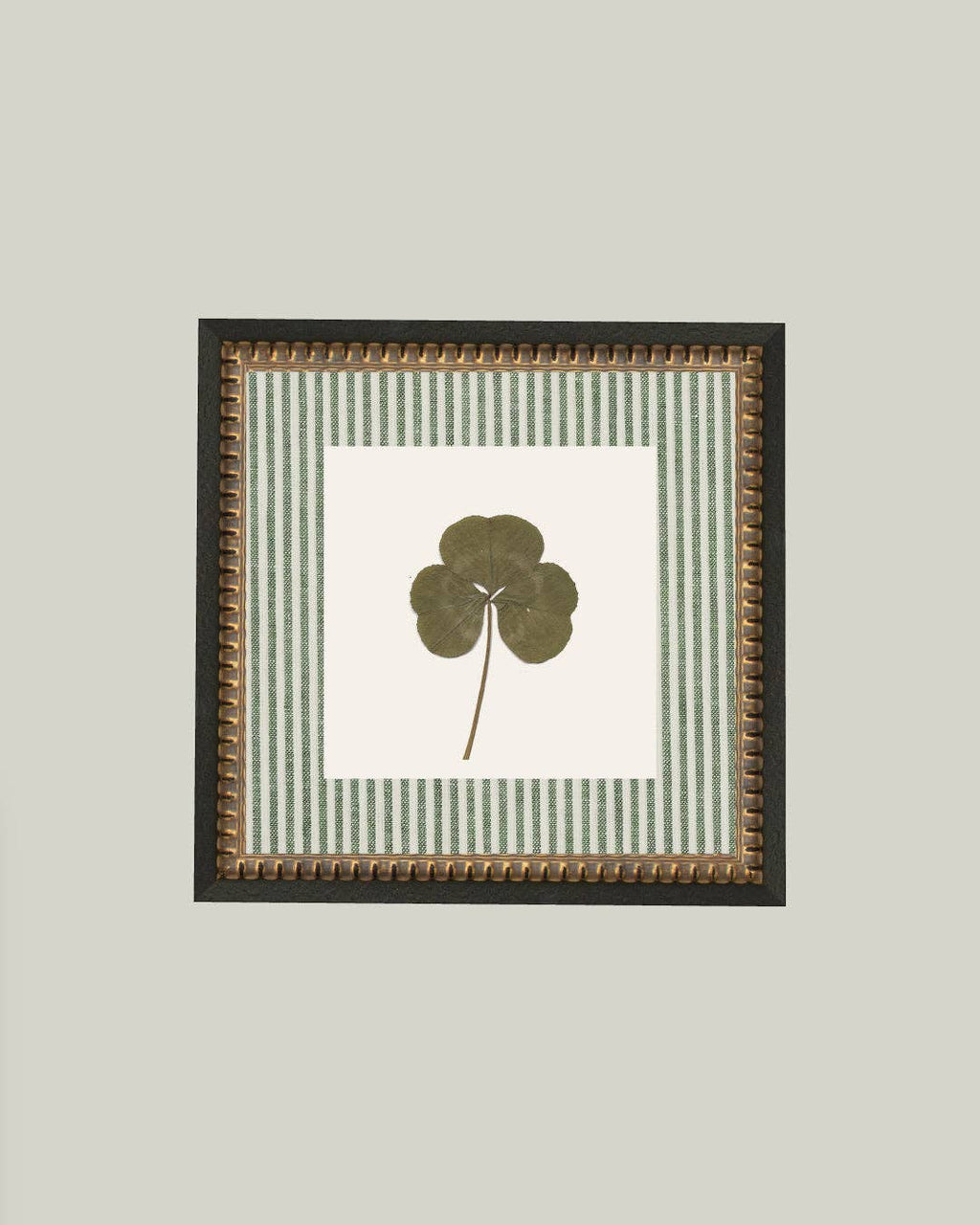 Clover on Stripes Framed Antique Art: 6x6