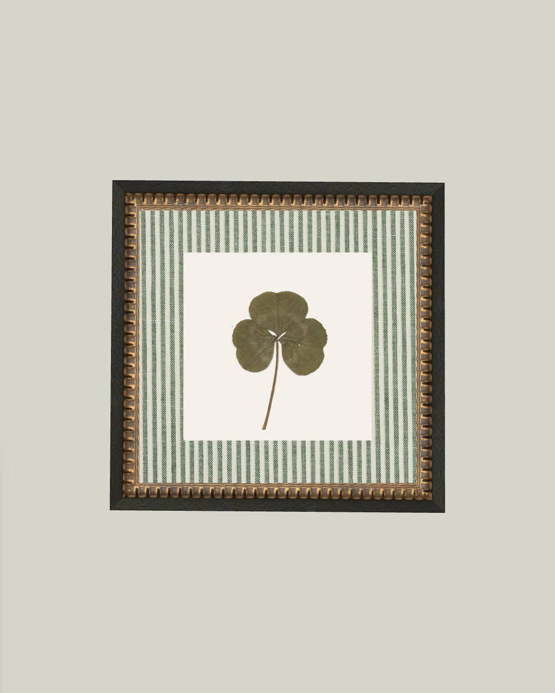 Clover on Stripes Framed Antique Art: 6x6
