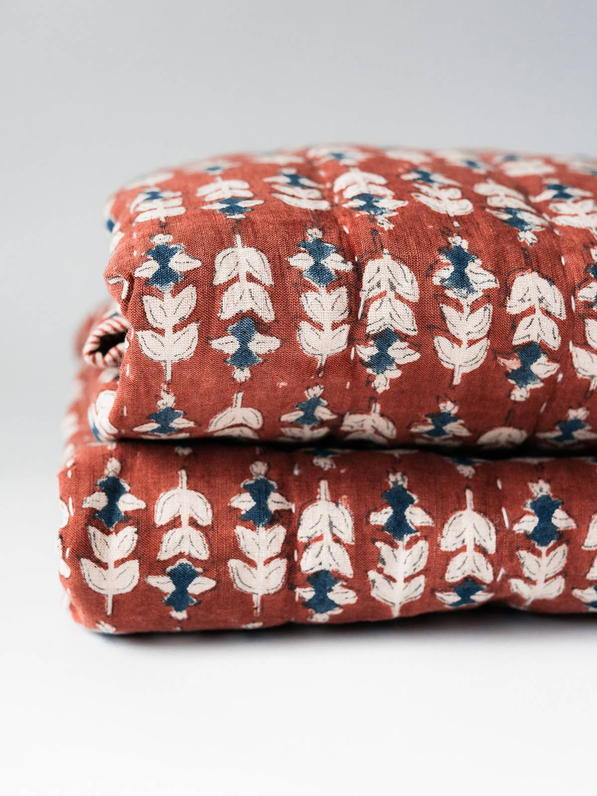 Blossom Block Print Quilt: ORANGE / KING/CAL KING