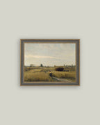Harvest Landscape Framed Antique Art: 9x7