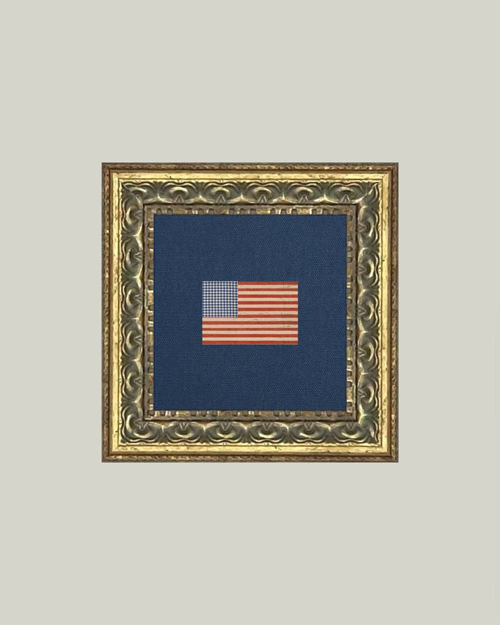 Gingham Flag Framed Antique Art: 9x9