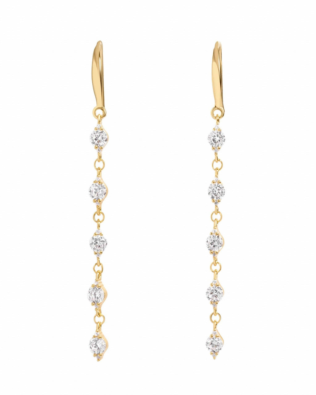 CZ Drop Earrings: Silver