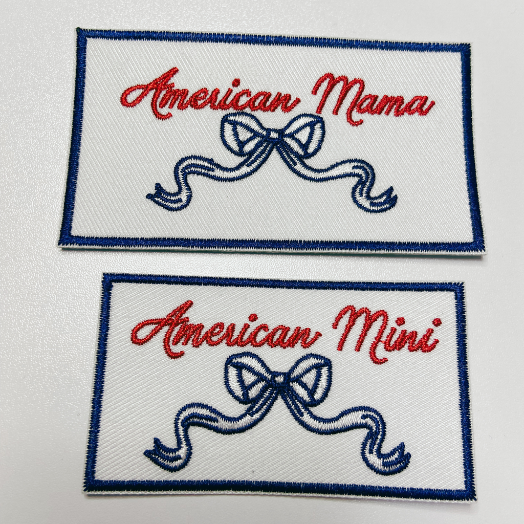 American Mama or American Mini  -  Embroidered hat Patch: 3.5" American MAMA