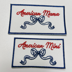 American Mama or American Mini  -  Embroidered hat Patch: 3.5" American MAMA