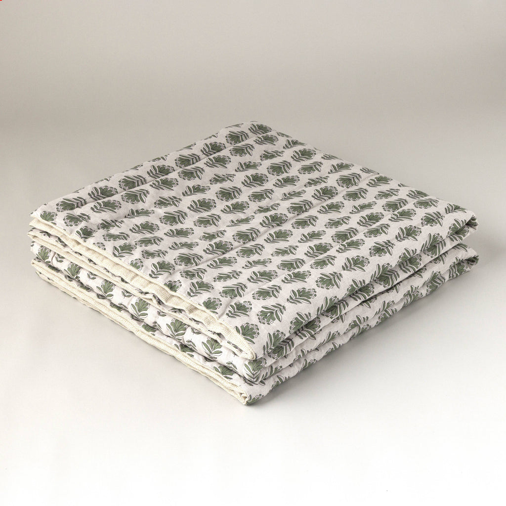 Charlie Block Print Quilt: BLUE / KING/CAL KING