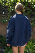 IT2594-MALLARD | 'Lucky & Mallard' Mock-Neck Sweatshirt: NAVY / S/M-L/XL (3-3)