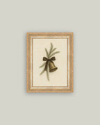 Bell with Pine Framed Antique Art: 7x9