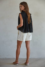 Cotton Eyelet Buttondown Sleeveless Top