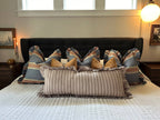 Oatmeal Striped-Ruffle Lumbar Pillow Cover: 14x35 Cover Only