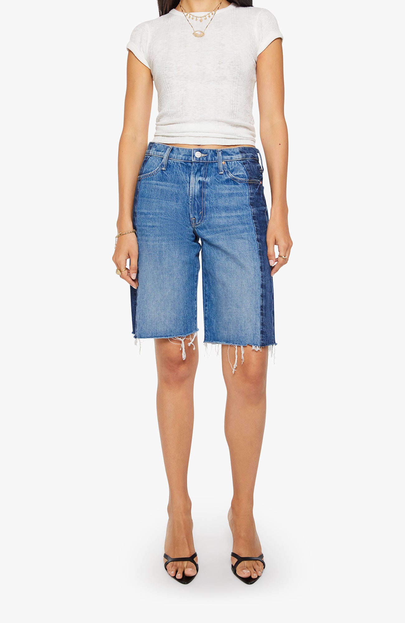 Mid Rise Maven Bermuda Fray Double Stacked