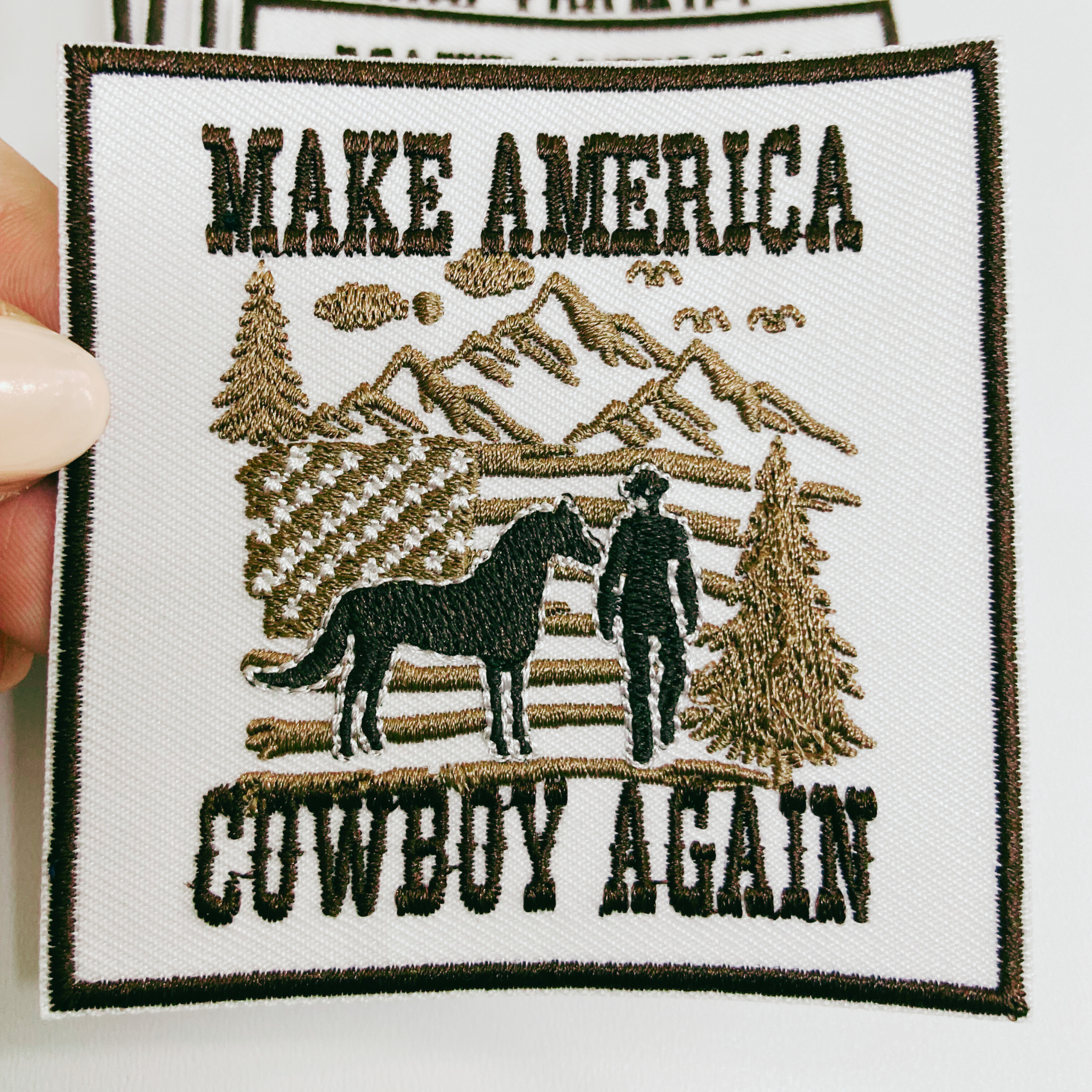3" Make America Cowboy Again -  Embroidered Hat Patch: 3" Embroidered Patch