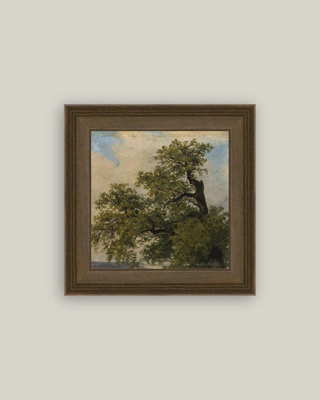 Painted Trees Framed Antique Art: 16x16