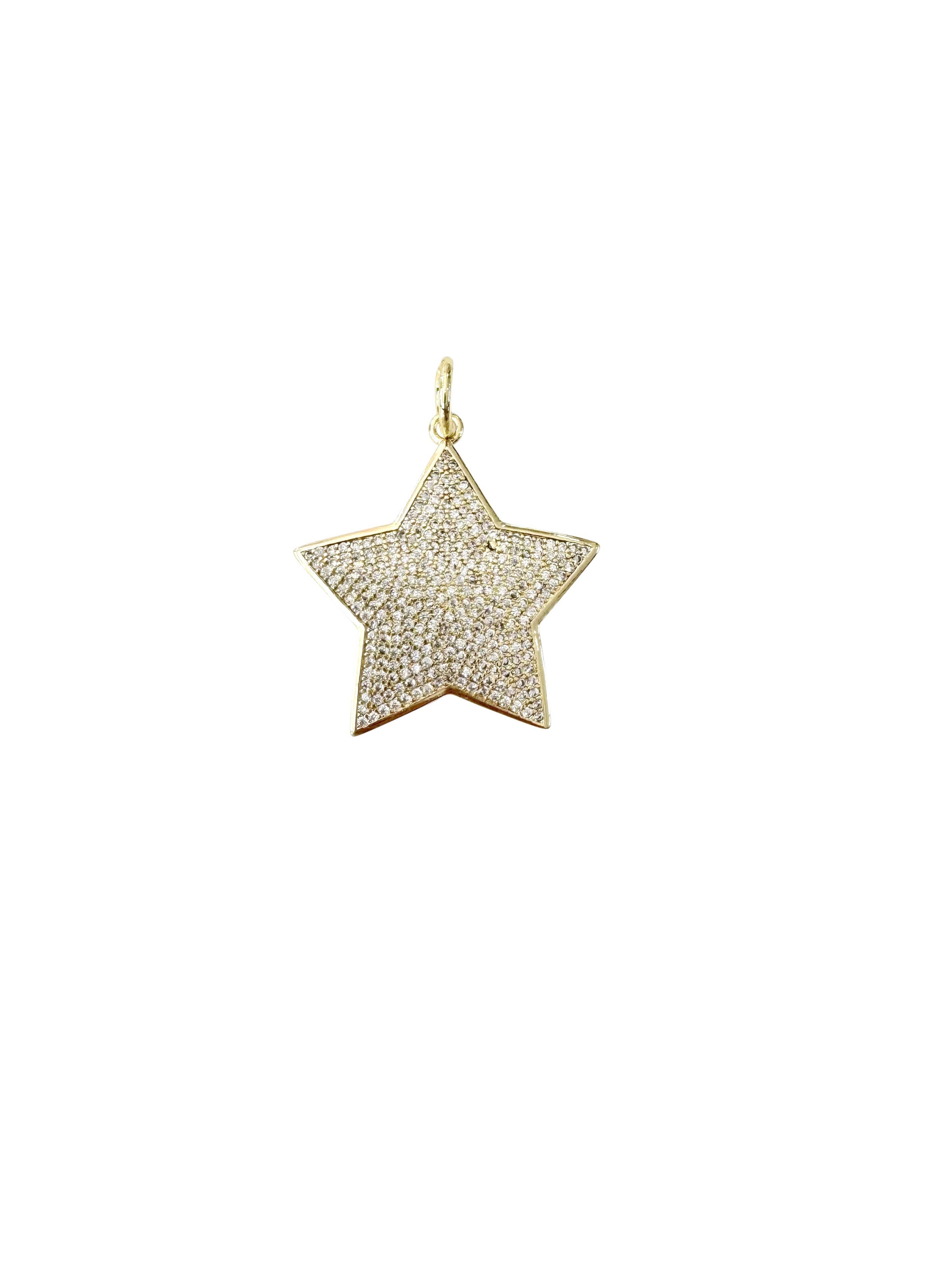 Large Gold Pave Star Scarf Charm - Serena Star