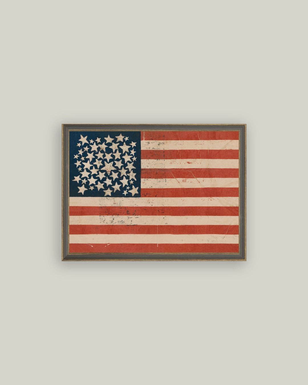 Rustic Flag Framed Antique Art: 6x4