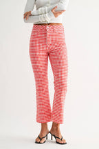 BP370J-A - RED GINGHAM - HR Tonal Crop Flare